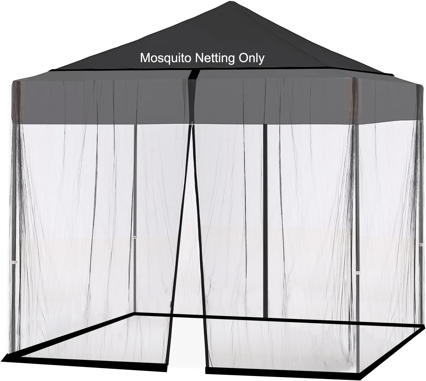 Umbrella Mosquito Netting, Square 10x10, for 10-13ft Patio Cantilever Umbrella, with Adjustable Rope and Double Zipper Door (Black)