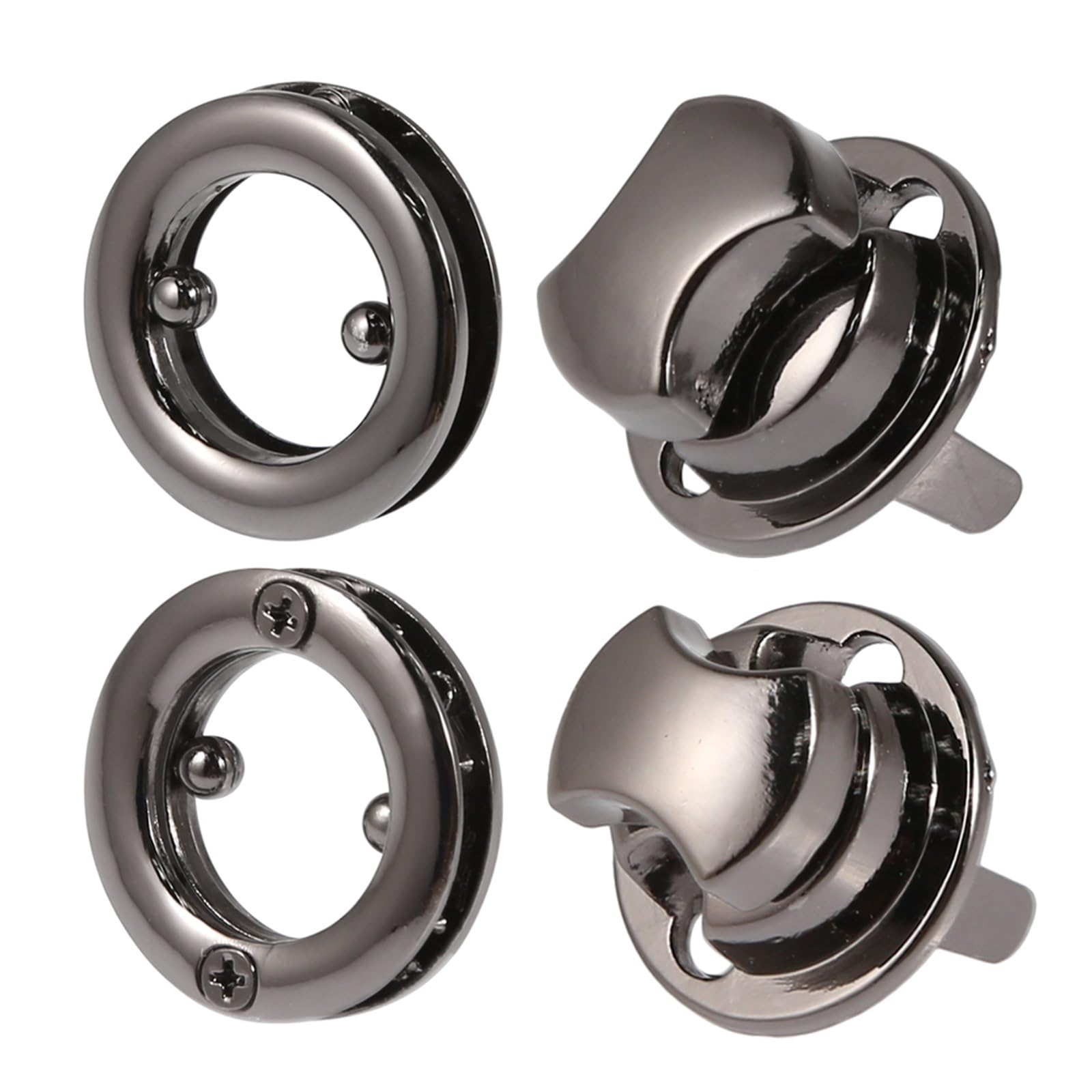 PVUVTNAHW 10pc 3.2CM Metal Round Bag Turn Lock Twist Clasp Leather Craft For Handbag Shoulder Purse DIY Hardware(Gun)