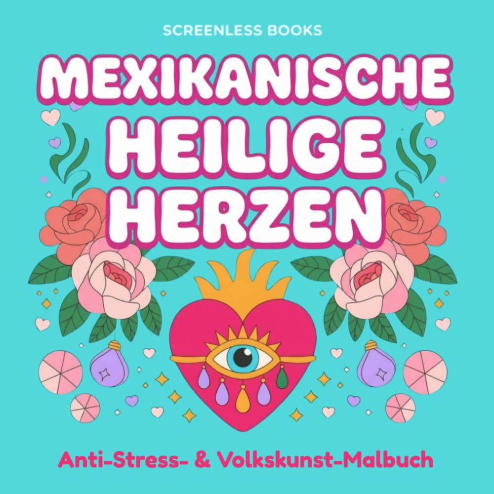 Mexikanische Heilige Herzen: Antistress Malbuch für vielbeschäftigte Frauen & kreative bildschirmfreie Entspannung