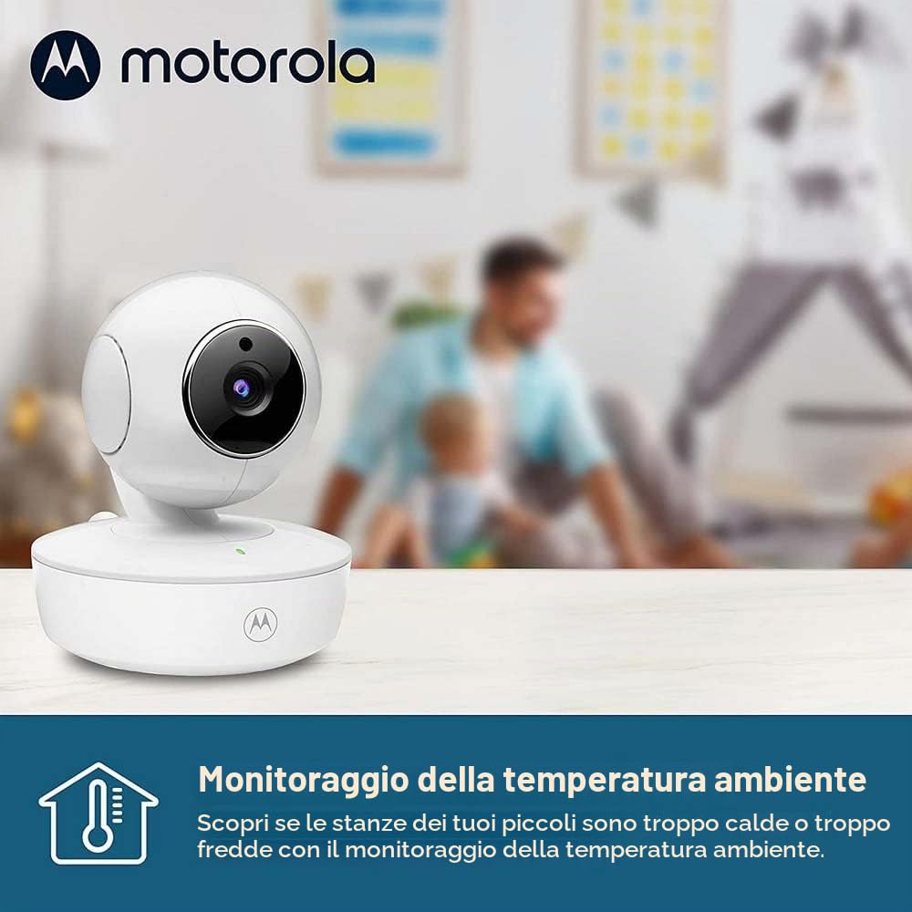 Motorola Nursery VM55 - Telecamera Babyphone - Visione notturna - Schermo LCD da 5 pollici - Wireless - Monitoraggio della temperatura - Sistema di comunicazione bidirezionale bianco