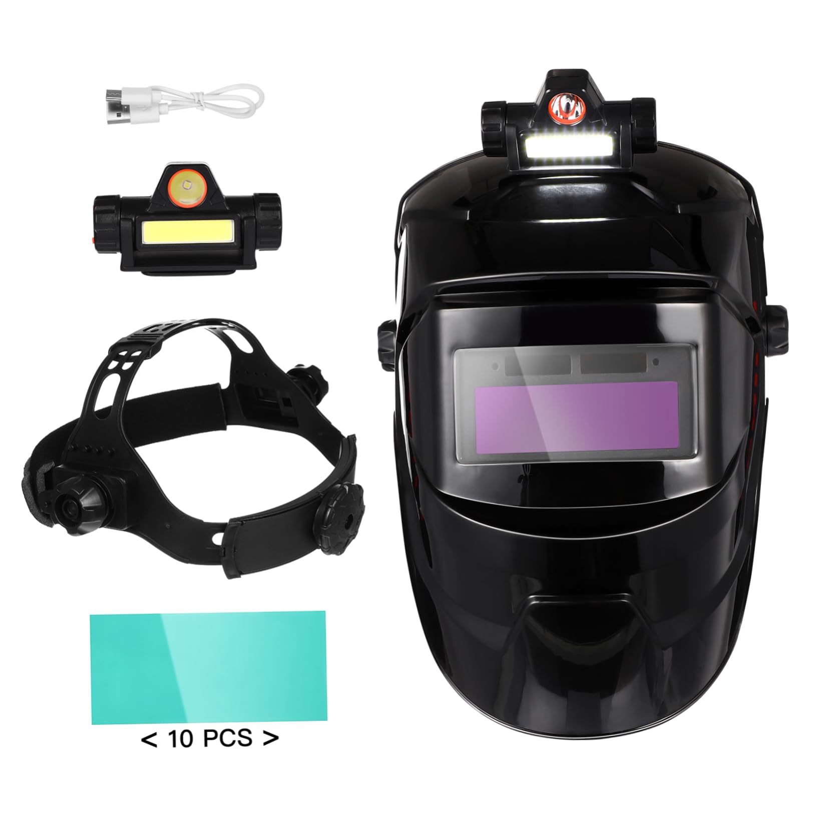 MAGICLULU Maschera per Saldatura Automatica Oscuramento Automatico, Schermo Grande, Regolazione a Marce, Materiale Pp Nero, Adatta per Saldatura e Carbon Arc Gouging