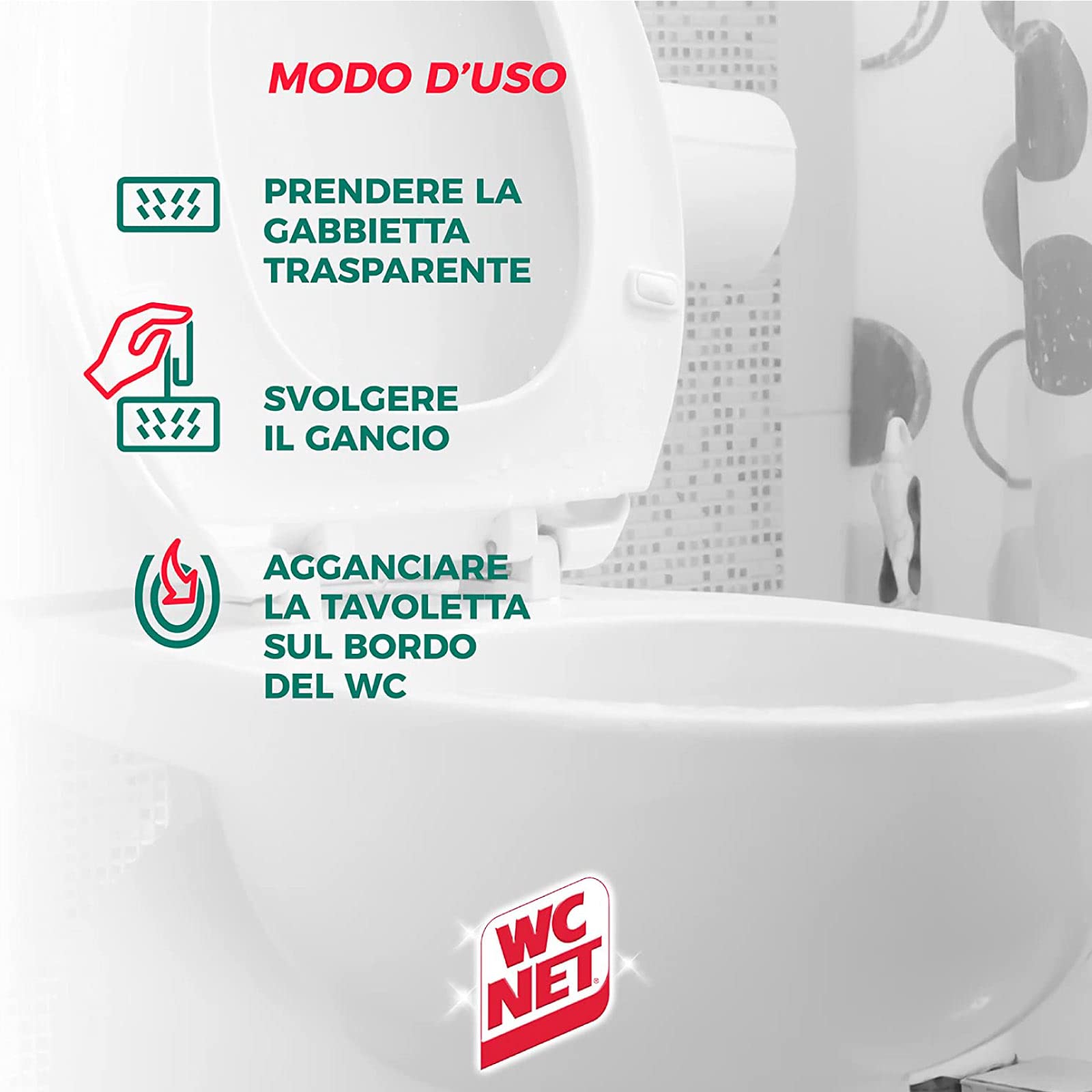 Wc Net - Tavoletta Profumoso 3 Effect, Detergente Igienizzante Solido per WC, Fragranza Ocean Fresh, 4 Pezzi x 4 Confezioni