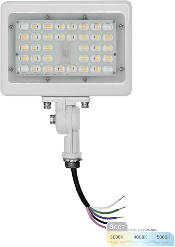 NUWATT Reflector LED de 15W, 3CCT 3000K4000K5000K seleccionable, iluminación impermeable IP65, soporte de articulación ajustable de 12", 2100