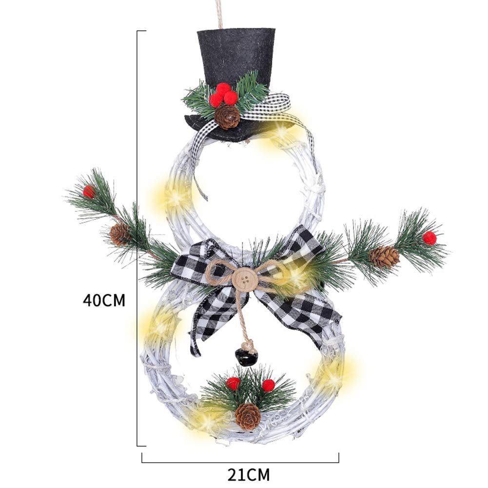 Corona Navideña Colgante De 30 Cm Con Muñecos De Elfo, Papá Noel Y Muñeco De Nieve | Hojas De Pino Y Frutos Rojos | Para Puerta, Ventana O Chimenea