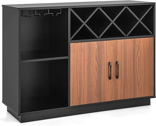 Miniatura 9 de IFANNY Gabinete de buffet con almacenamiento, gabinete de licor con estantes y soportes para vino, buffets y aparadores de madera, armario de