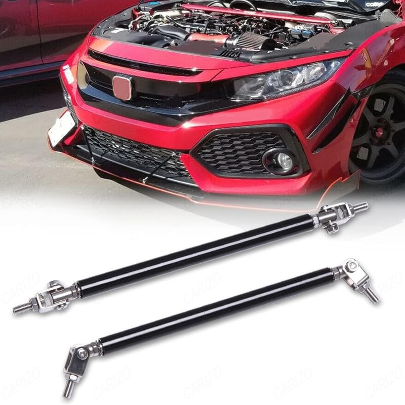 CARIZO Adjustable Splitter Rod Pair 8-11 Inch, Black Front Lip Support Stabilizer, Aluminum Tension Bar with Swivel Ends, Bumper Lip Splitter Extension