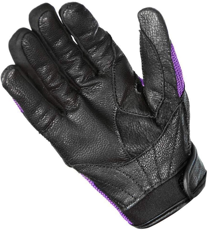 Xelement XG80208 Women's Black and Purple Mesh Cool Rider Motorcycle Gloves - Medium : Automotive