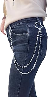 سلسلة محفظة للجيب للحزام للبنطلون الجينز مفاتيح 22.5 بوصة فضية مع مشبكين في النهايتين للمحفظة والبنطالون والجينز والحزام وشنطة اليد- الون - طبقتين من فيميكا معدن