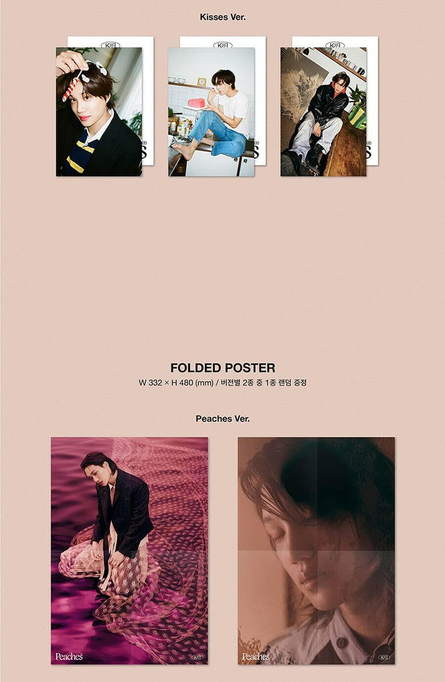 EXO KAI [ PEACHES ] 2nd Mini Album ( PHOTO BOOK 2 Ver SET. ) 2 CD+2 FOLDED POSTER+2 Photo Book+2 Post Card+Memory Film(Peaches Ver ONLY)+Polaroid(Kisses Ver ONLY)+ETC+4 EXO STORE GIFT CARD