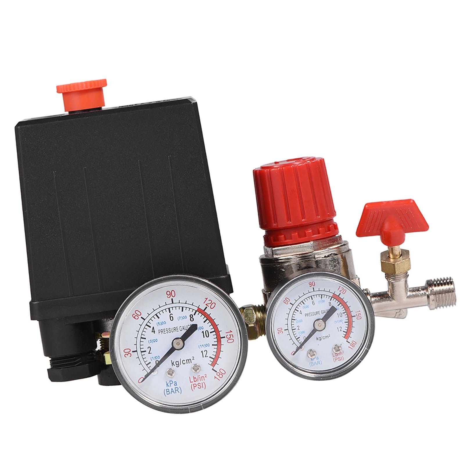 Soupape de Commande de Compresseur d'air, Soupape de Commande de Pressostat, Soupape de Régulation d'air, Régulateur avec Manomètres pour une Réduction Rapide de la Pression