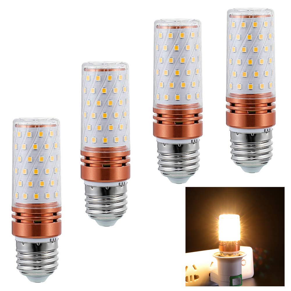 Paquet 4 ampoules LED en forme maïs, équivalent à 120 W, ampoules candélabres blanc chaud, 1200 lumens, 360 °, angle faisceau, ampoules à bougie