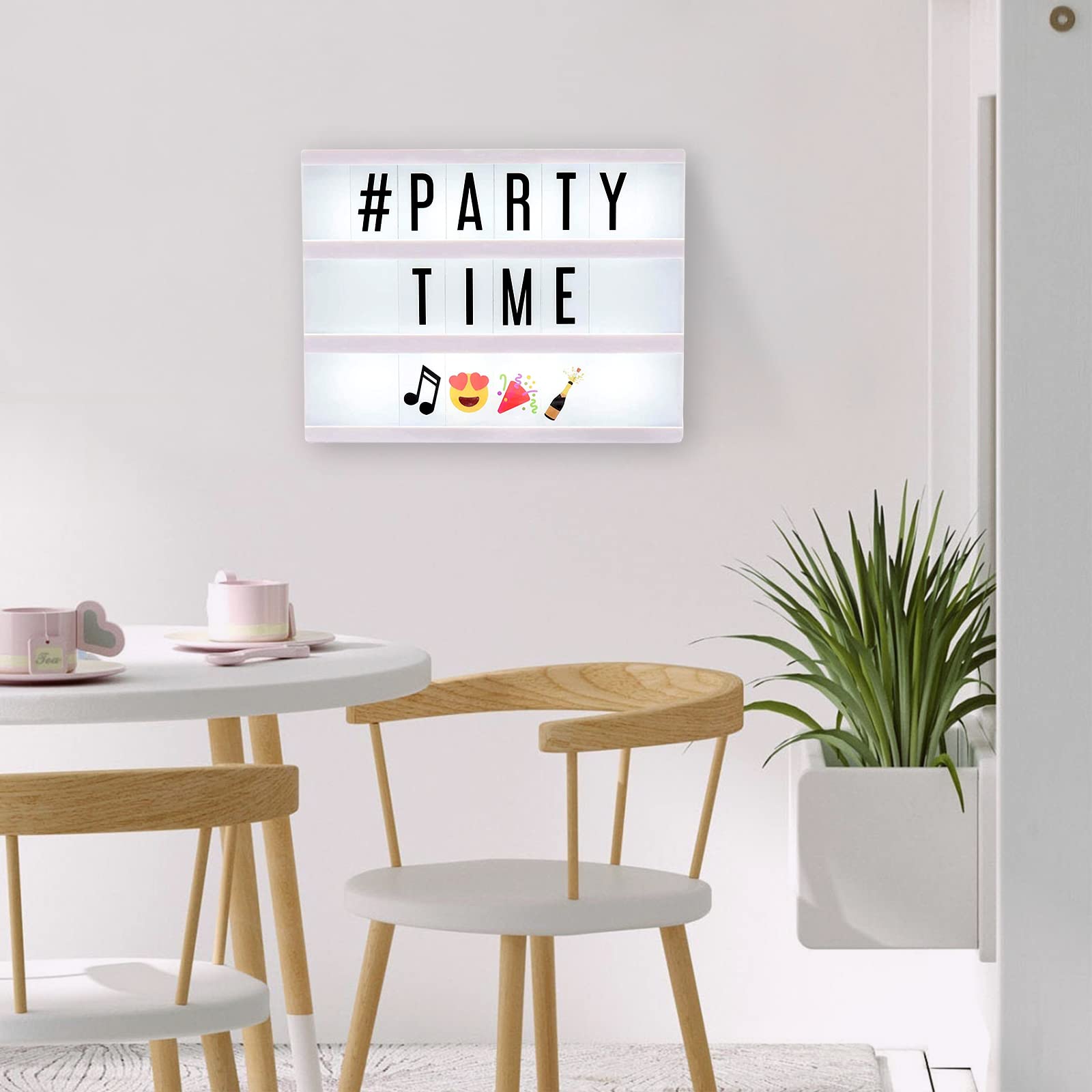 Lavagna Luminosa Rosa LED A4 - Con 192 Lettere Ed Emoji, Alimentazione