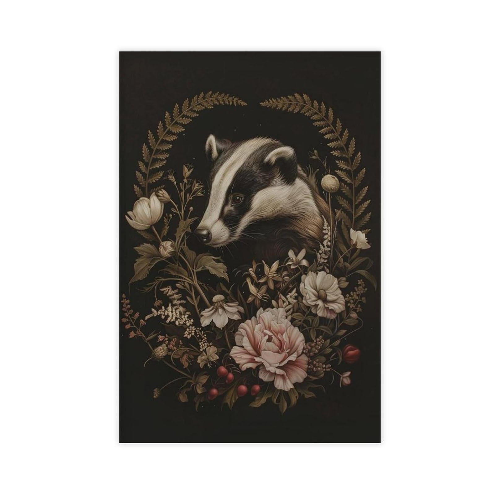 OQUAJK Forest Badger Art Poster Canvas Poster Bedroom Decor Landscape Office Room Decor Gift 12x18inch(30x45cm)