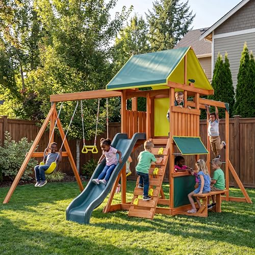SunSwell Wooden Swing Sets for Backyard - Playground Sets