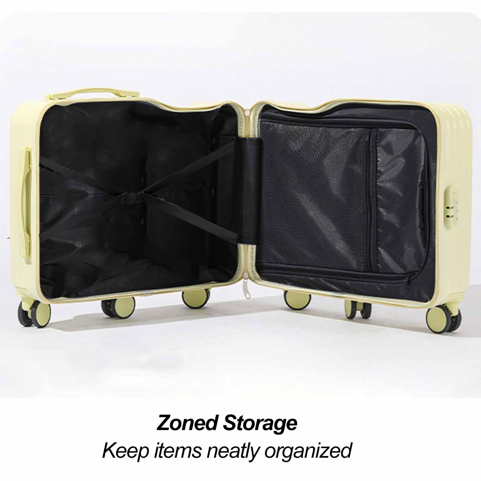 Valigia da Cabina Rigida con Portabibite a Scomparsa, 6 Ruote Girevoli e Lucchetto con Combinazione – Bagaglio a Mano Leggero e Compatto, Ideale per Viaggi e Gite di Studio(Blue,24in)