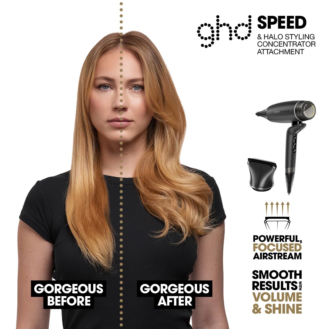 ghd Speed Ionic Hair Dryer in Black - Fast, Quick, Powerful Blow Dries with Control & No Heat Damage, ghd's Best Blow Dryer - for All Hair Types (UK Plug) - 3