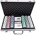 Kemket 300pcs Premium Casino Poker Set, Fashion Game Set, in a Robust Aluminum Carry Case, Suitcase Including Poker, Dealers, Dices And Chips.