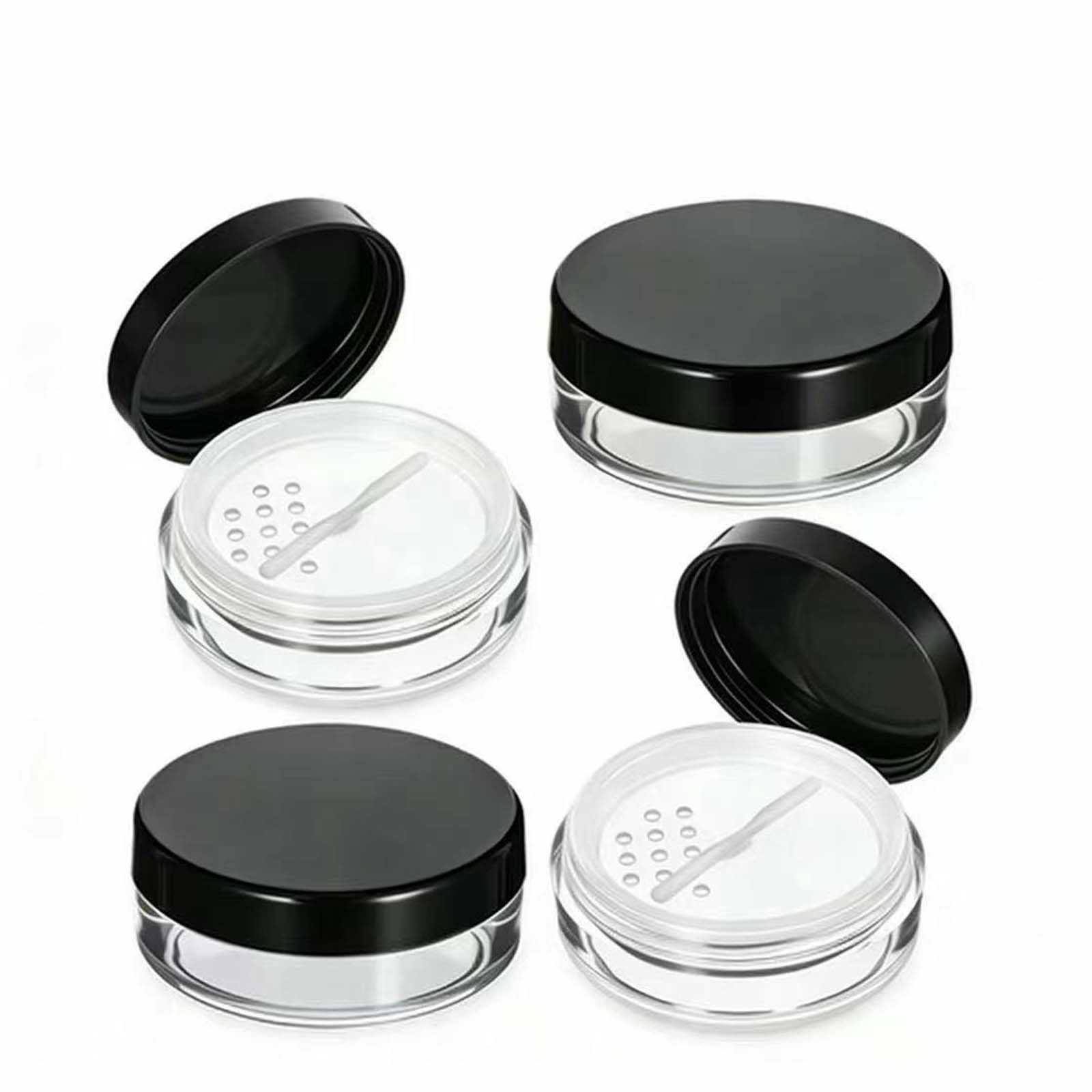 The 4 Pcs Rotating Mesh Sifter Powder Set features a makeup container and a portable powder box, plus travel containers for loose powder. It includes mini jars for women and boasts a secure loose powder design, perfect for makeup storage.-image-7