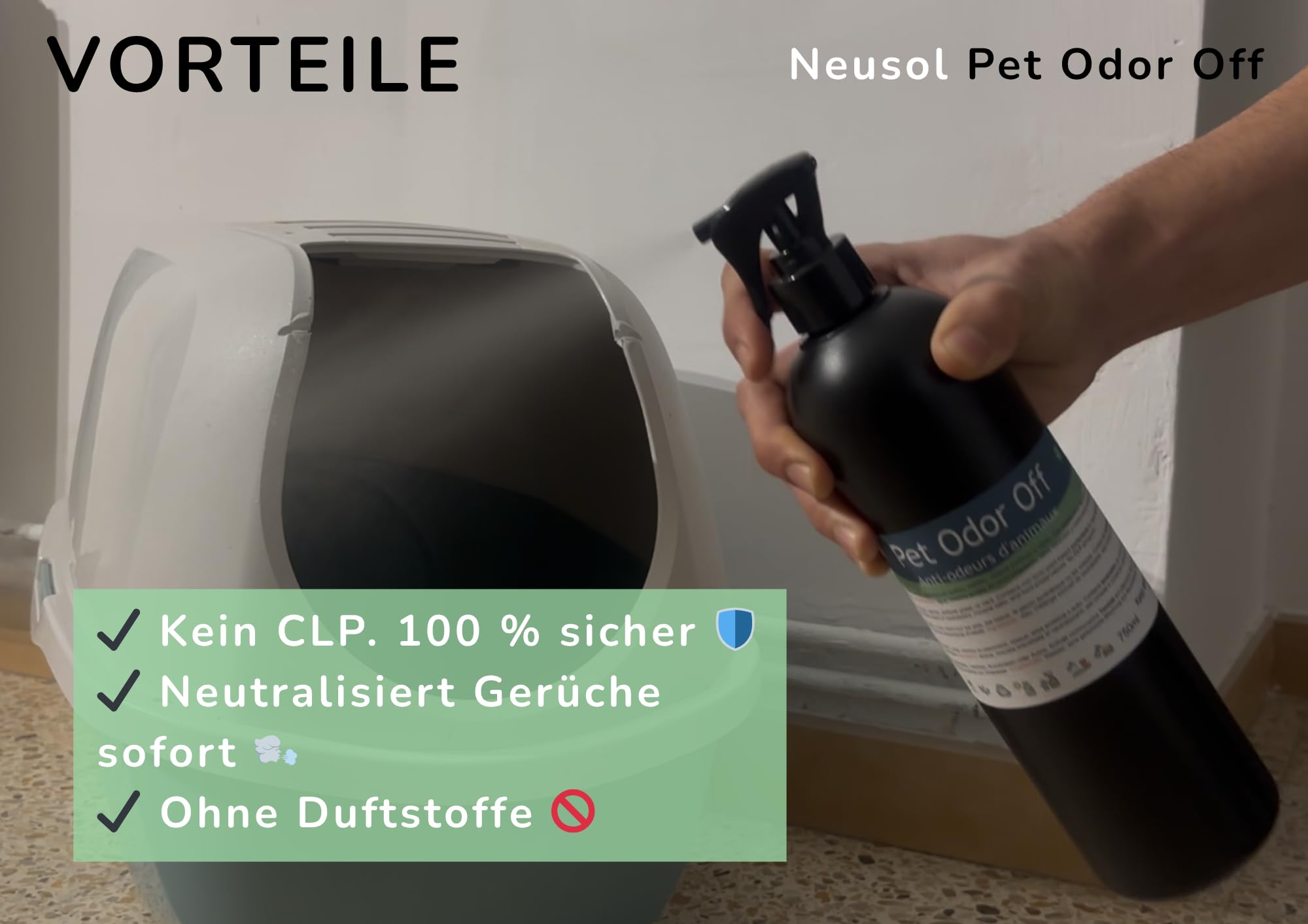 Pet Odor Off - Natürlicher Neutralisator | Beseitigt Tiergerüche: Urin, Erbrochenes Erbrochenes, Exkremente usw. auf Böden, Wänden, Textilien, Rasen etc. | Sichere Formel ohne CLP und