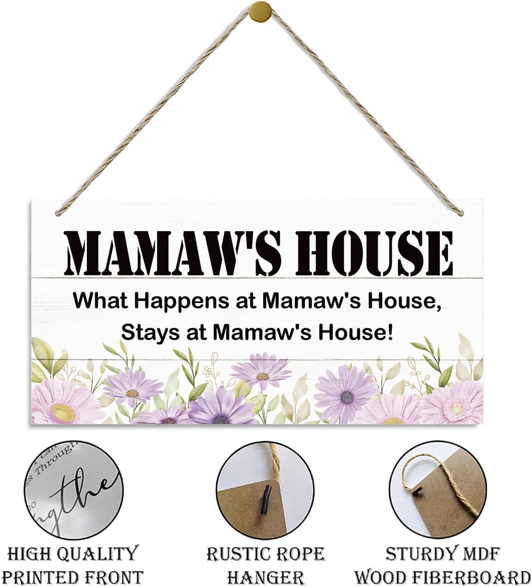 Rustic Decor for Mamaw's House, What Happens at Mamaw's House Stays at Mamaw's House, Mother's Day Gift for Mamaw Grandma, Decorative Wood Hanging Wood Plaque, Mamaw Gift from Grandson Granddaughter - Image 5