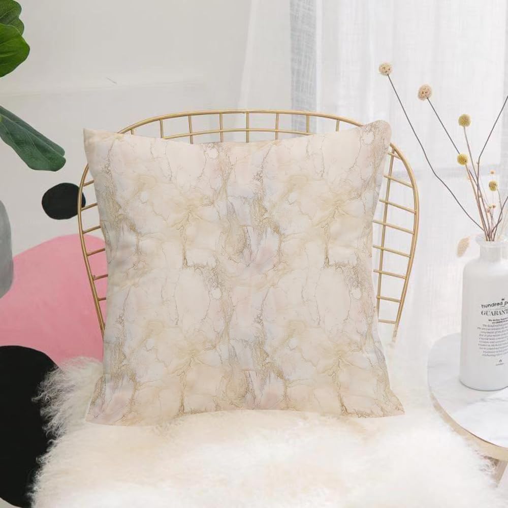 HYOSXW Cushion Cover,Throw Pillow Case Home Decorative for Living Room Bedroom Sofa Chair 16X16 Inch,Marble, Rose and Marble Background Fishing with Crepe Motifs Architecture and M,Pillowcase 40X40cm