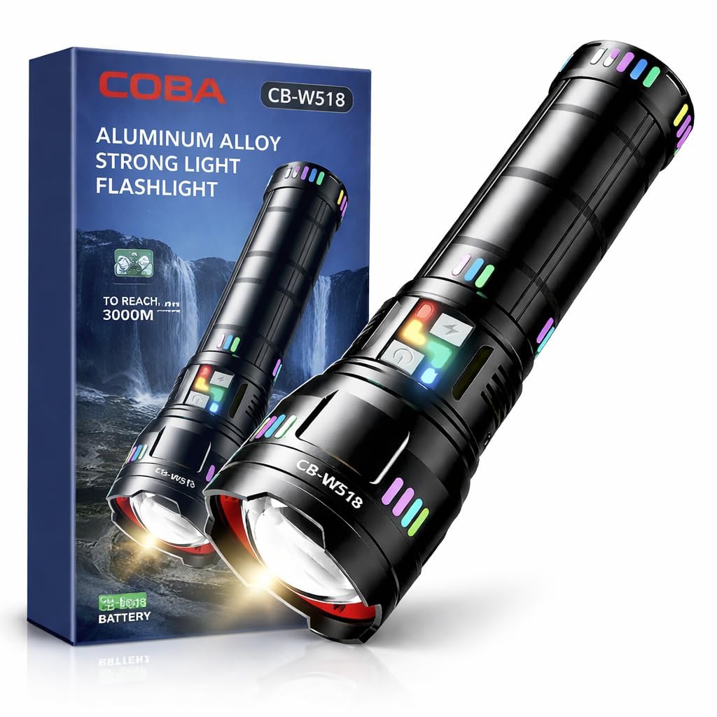 DAORKOW COBA 518 High Power Rechargeable LED Torch, Ultra Bright Flashlight with 2KM Long Range, Zoomable Focus, Long Battery Backup, Waterproof Multipurpose Torch for Home, Outdoor, Travel-picture-37