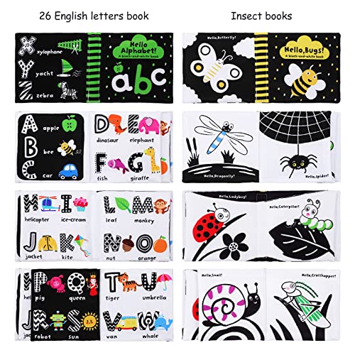 Image of 2 Pcs Baby Cloth Books - High Contrast Crinkle Books for Early Learning, Soft Fabric Educational Toys for Infants, Newborns, and Toddlers Ages 0-3 Years