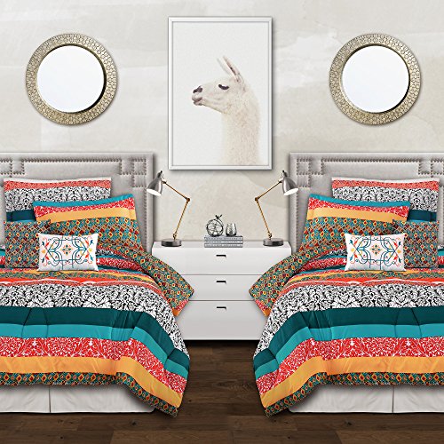image for Lush Decor Boho Striped Colorful Pattern Bohemian Style Reversible 5 P