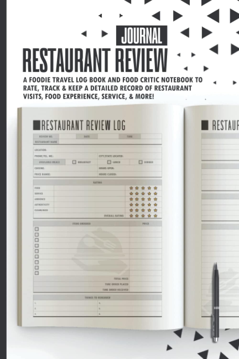 Restaurant Review Journal: a Foodie Travel Log book and Food Critic Notebook to Rate, Track & Keep a Detailed Record of Restaurant Visits, Food ... Gift for Food Lovers, Bloggers men, & women.