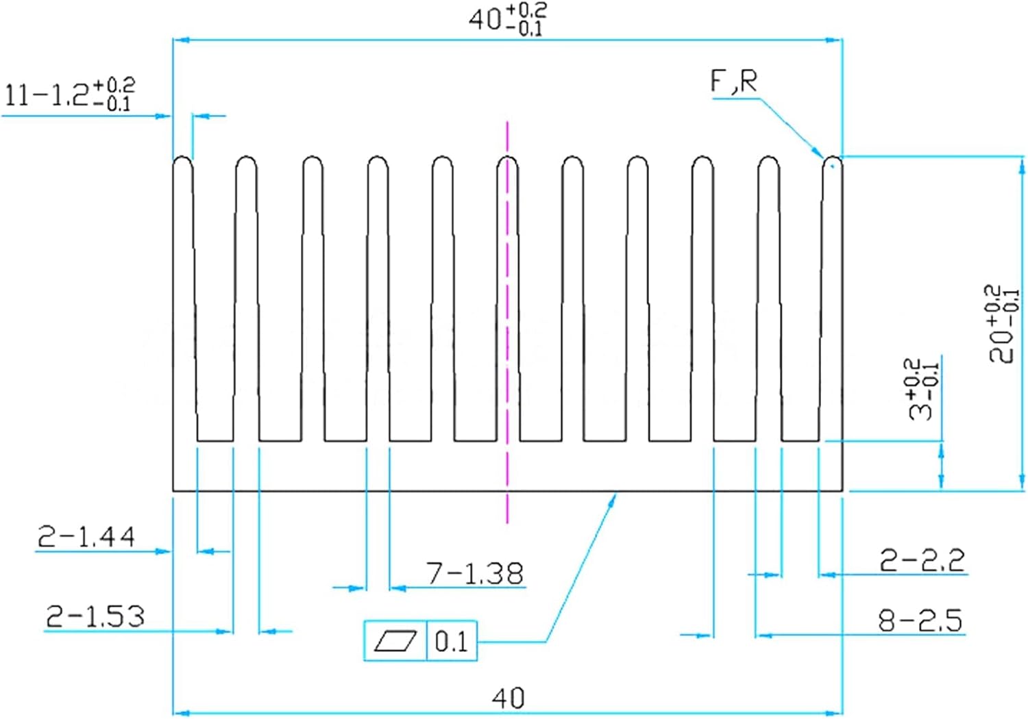JSDNGURK 8個、40ミリのヒートシンクキット、120ミリ X 40ミリ X 20ミリ、クーラーアルミニウムヒートシンク、LE