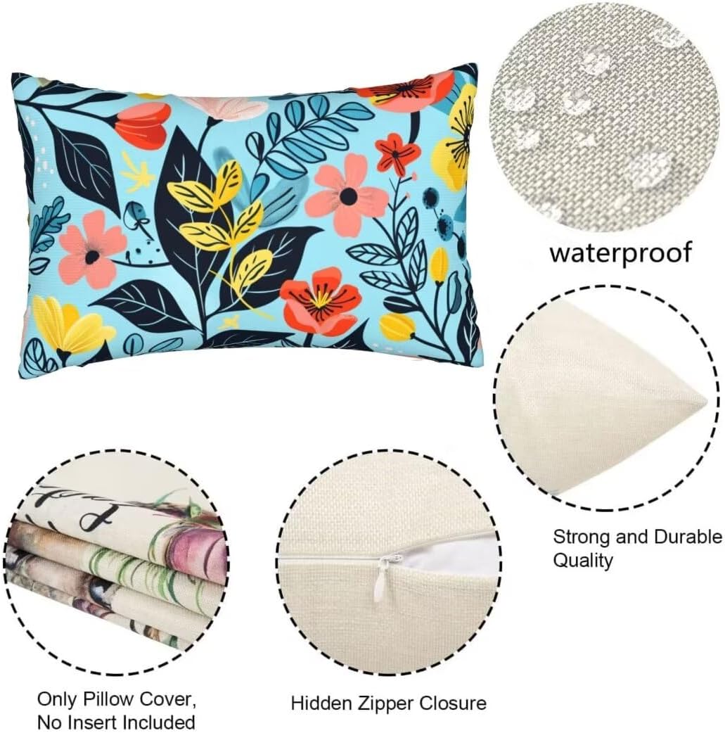 Outdoor Pillows Cartoon Pillow Covers 31 x 47 Set of 2 Throw Pillow Covers, Summer Throw Pillows Outdoor Pillow, Lumbar Pillows Cushion Covers Decorative Pillow Covers for Garden Patio Furniture J204