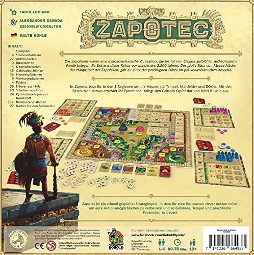 Kobold Spieleverlag Zapotec | Strategiespiel für Erwachsene und Kenner ab 12 Jahren | Brettspiel über Pyramiden, Rituale & Ressourcenmanagement im Alten Mexiko | 1–4 Spieler | Solo spielbar | Deutsch