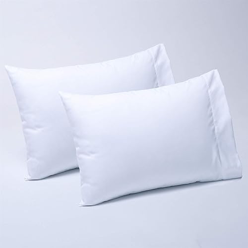 CaSaJa Paquete de 2 fundas de almohada blancas suaves para niños pequeños, 14 x 20 pulgadas, se adapta a almohadas de viaje de bebé de 12 x 16