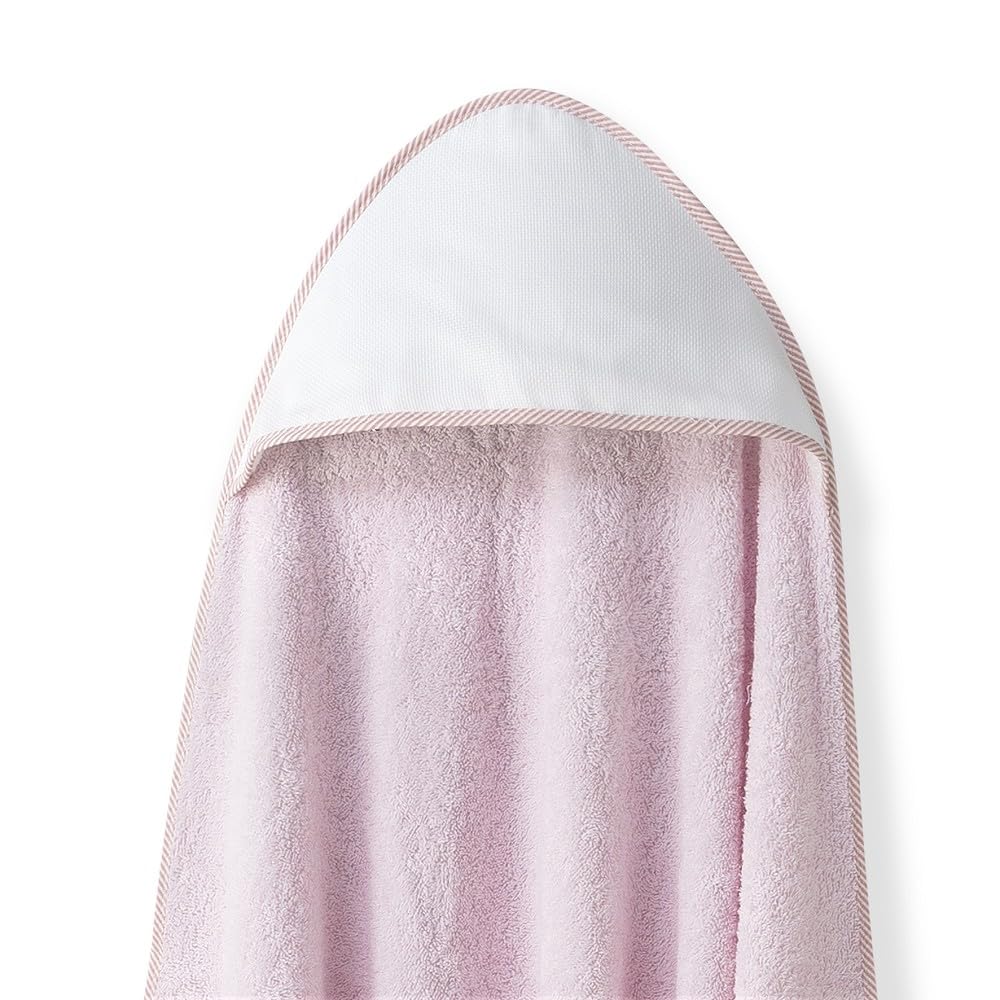 Interbaby - Capa de Baño Bebe Rosa + Babero | Toalla Bebe con Capucha 100% Algodón, 100x100cm, Unisex | Suave, Cómoda, Ideal Recién Nacidos, Bebes y Niños Pequeños | Diseño Punto de Cruz Liso