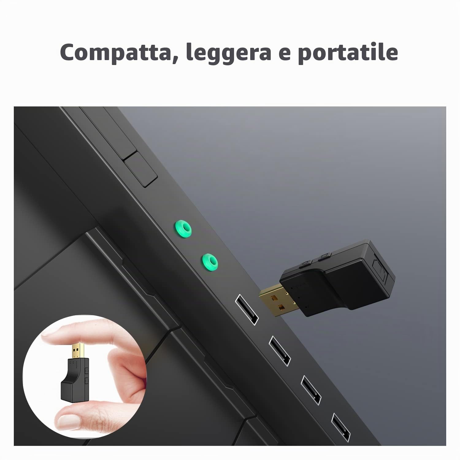 Isobel Trasmettitore USB Bluetooth 5.0 con ingresso ottico digitale, adattatore audio wireless a bassa latenza Aux per TV PC Switch PS Xbox Console 2 dispositivi contemporaneamente