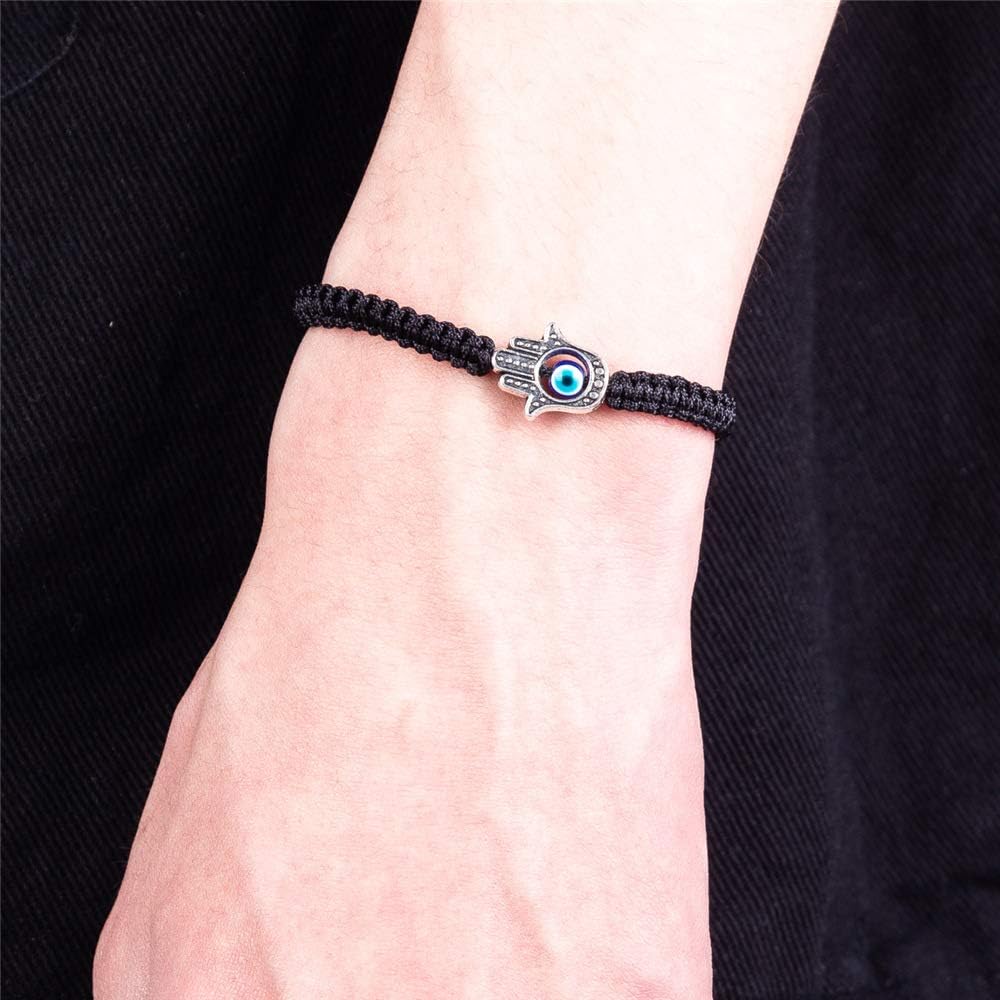 Handmade Red Black String Evil Eye Hamsa Hand Charm Bracelets for Protection and Luck Kabbalah Adjustable Hand-Woven Cord Thread Friendship Bracelet Amulet Jewelry