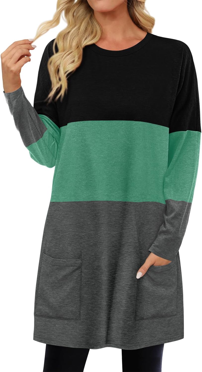 KISSMODA Womens Casual Tunic Tops for Leggings Long Sleeve Fall Shirts with Pockets - Image 3