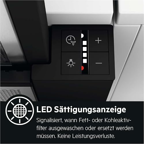 AEG DPE5660B Flachschirm-Dunstabzugshaube – Abluft oder Umluft – max. 600 m³/h im Abluftbetrieb mit max. 68 dB(A) – Energiekl. A – LED-Beleuchtung – Druck-Tasten – Schwarz - 5