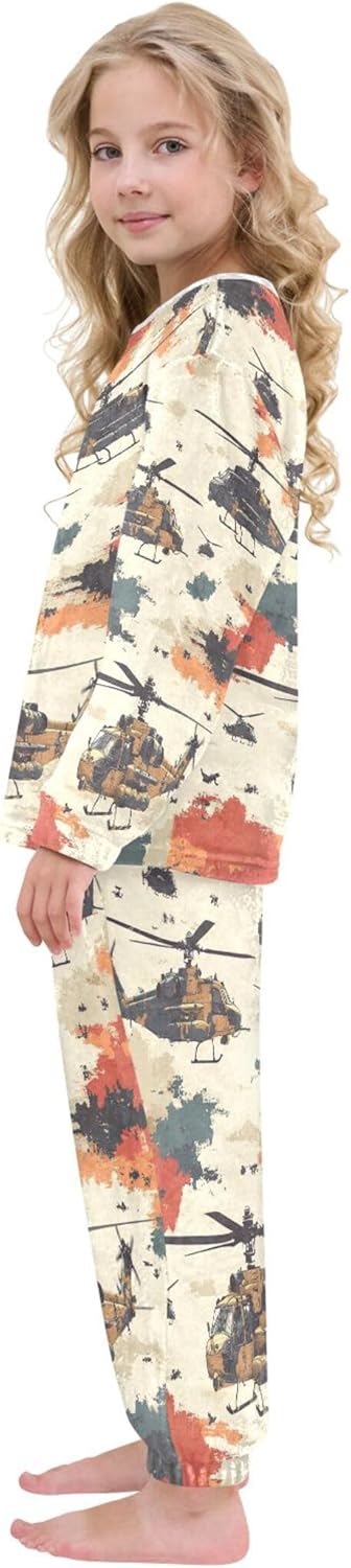 Fleece Pajama Sets Long Sleeve Top with Pants Soft Sleepwear 2 Piece Pjs Set