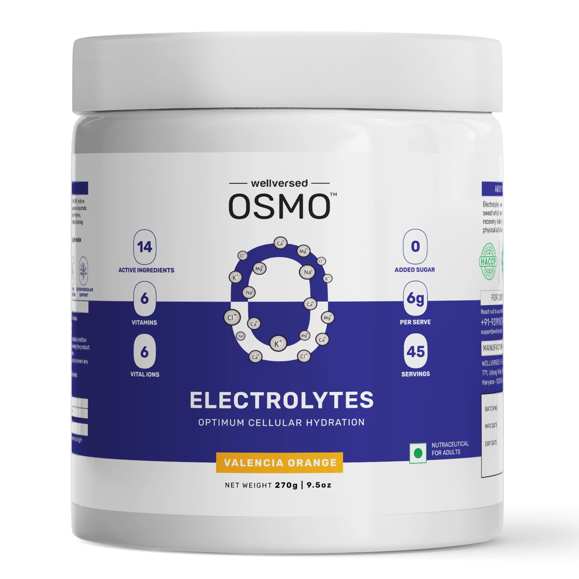 OSMO – Electrolyte Hydration Blend | Valencia Orange Flavour (270g, 45 servings) | Energy & Hydration Solution