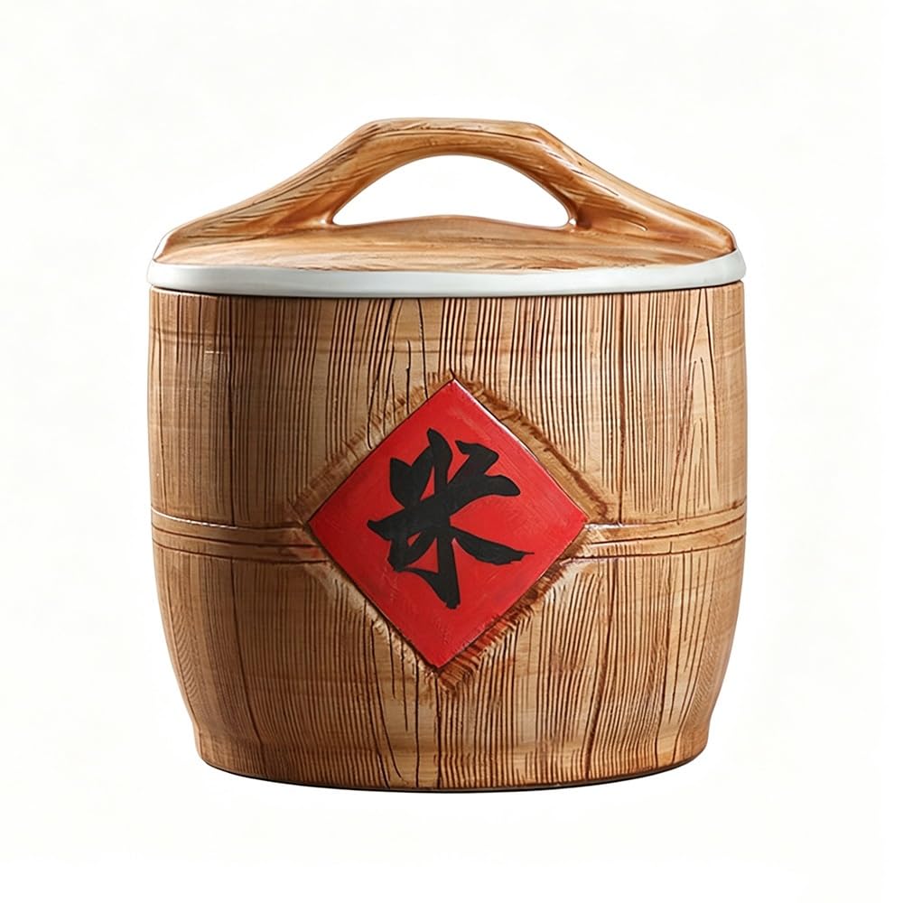 Sxyhck Style B Ceramic Rice Bucket With Lid, 11Lbs 22Lbs 33Lbs Sealed Ceramic Rice Jar, Grain Storage Box, Classic Food Storage Porcelain For Flour Sugar Cereal Coffee(,22Lbs/10Kg)