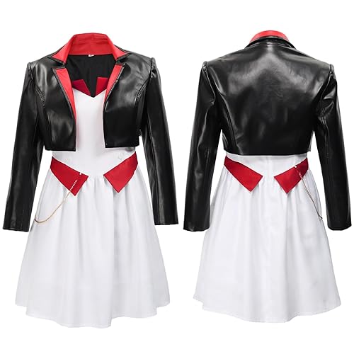 DAZCOS Women's Cosplay Anime Dance Costume Full Sets Outfit Black Jacket with Dress for Halloween Party - Large