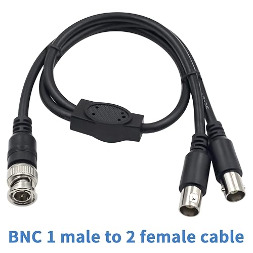 Miniatura 6 de Poyiccot Cable divisor BNC macho a 2 hembras de 1.5 pies, cable divisor BNC 1 en 2 salidas, cable coaxial BNC macho a 2 hembras, cable coaxial de