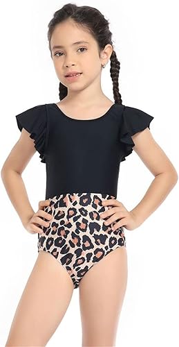 Miniatura 2 de Traje de baño infantil para niños, adolescentes y niñas, trajes de baño de una pieza para niños, trajes de baño negros con almohadillas para el