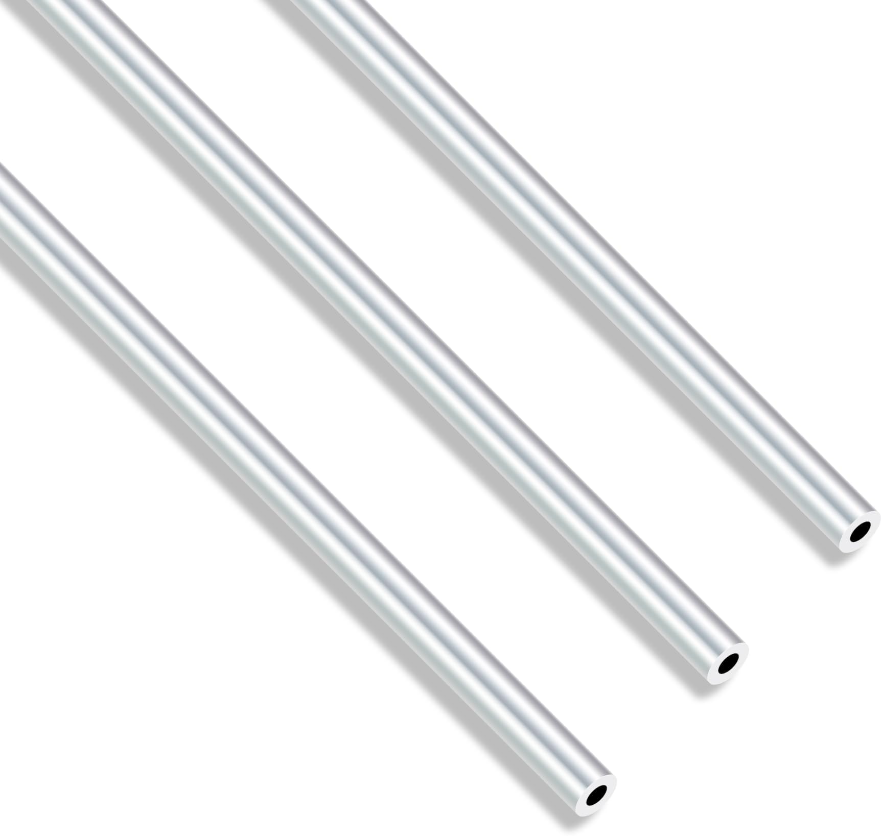 6063 Aluminium Round Tubes, 6mm OD 3mm ID 300mm Length 1.5mm Wall Seamless Straight Aluminium Tubing Pipe(3PCS)