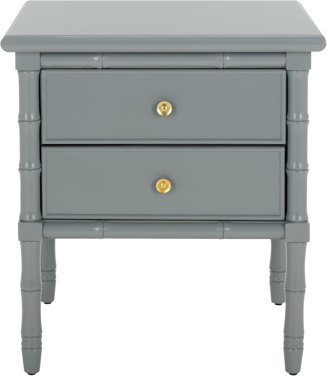 SAFAVIEH Furniture - Niah 2-Drawer Nightstand - Grey & Gold - Wood - Glam Hardware Design - Ideal for Bedroom, 23"W x 20"D x 25.25"H (NST3501C)