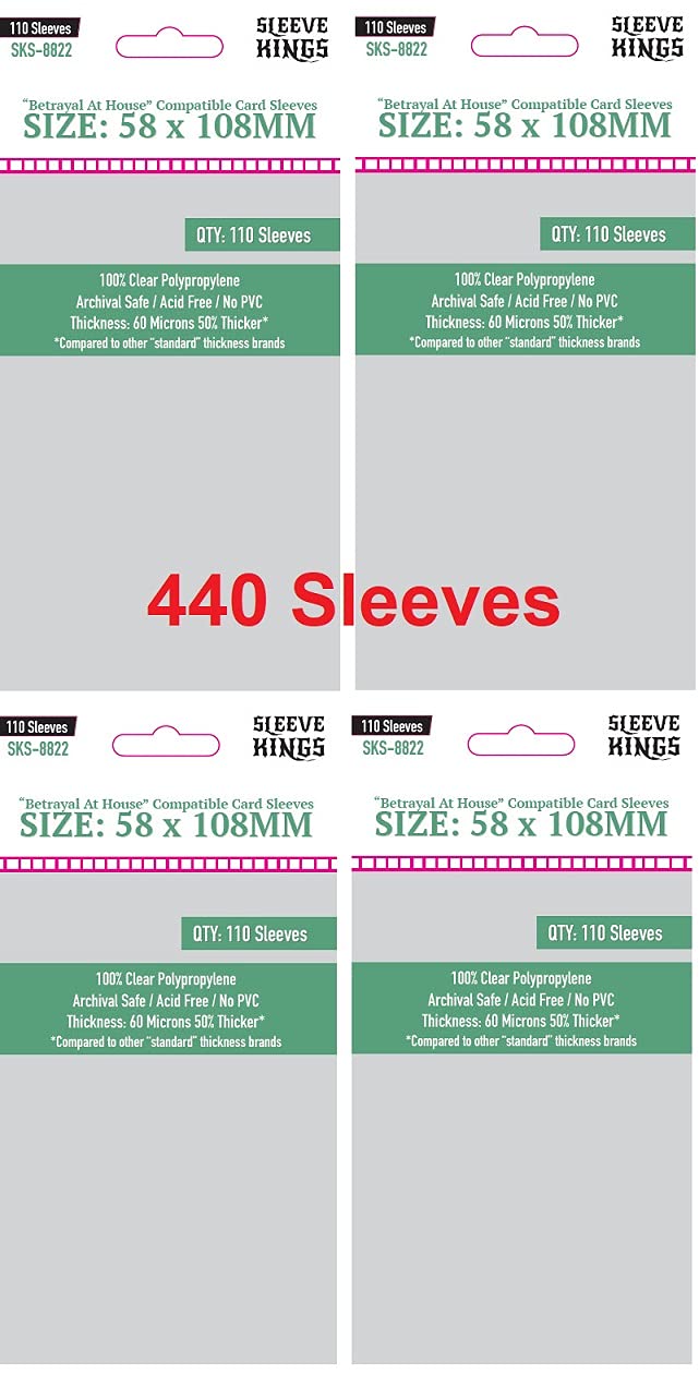 Sleeve Kings Betrayal At House Compatible Sleeves 58 X 108 mm (4x110 Pack, 440 Sleeves) : Toys & Games