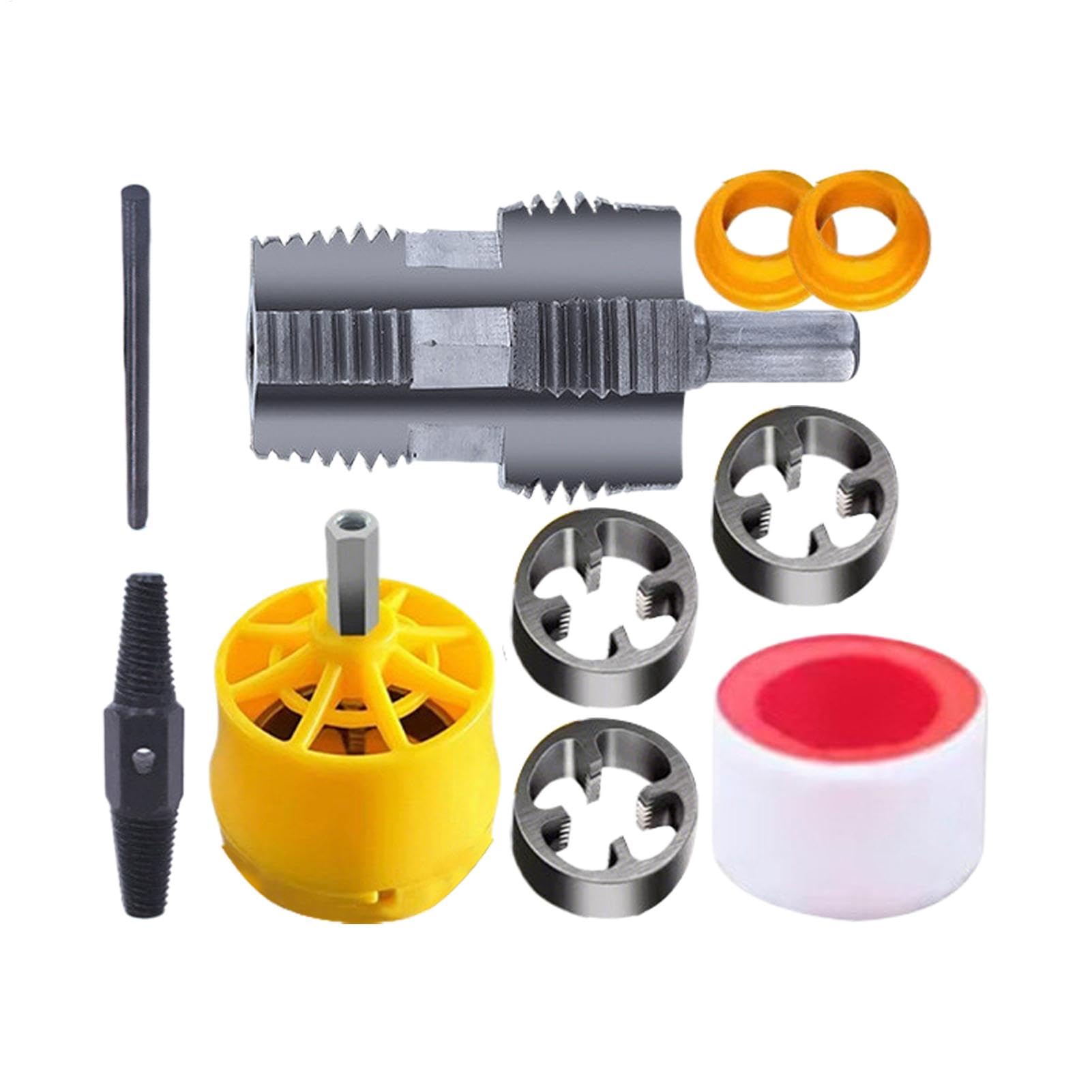 Schneideisen Set Rohrgewinde, PVC Gewindeschneider Innen, Kunststoff-Rohreinfädler-Set Mit 1/2" 3/4" 1" Manuelles Ratschen, Handwerkzeug Für Sanitärinstallationen