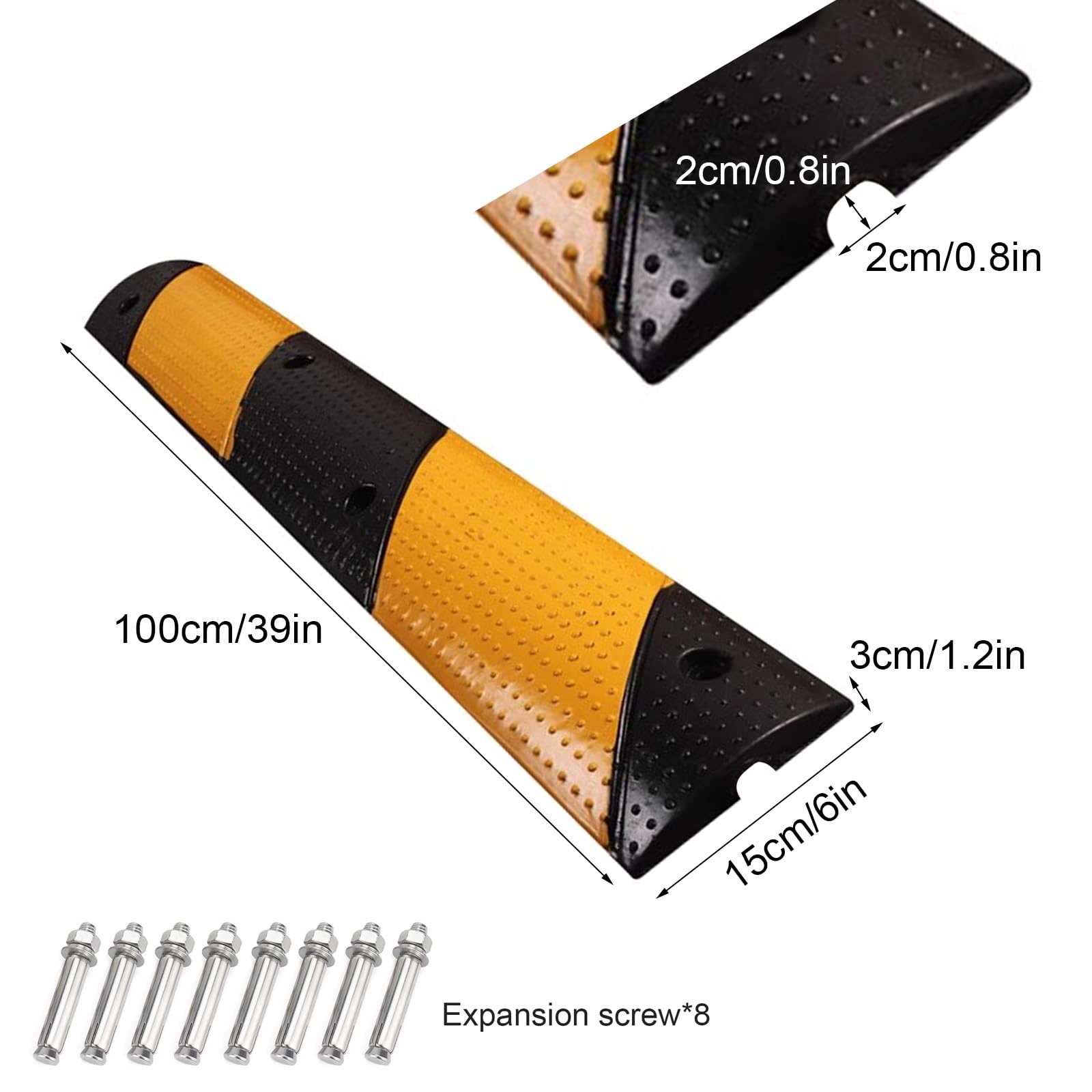 WXXZCE 2pcs 100cm Dossi Stradali in Gomma, Dosso Artificiale per Garage Canalina Passacavi, per Garage, Strade Sterrate, Asfalto, Cemento, Carico Massimo 30t
