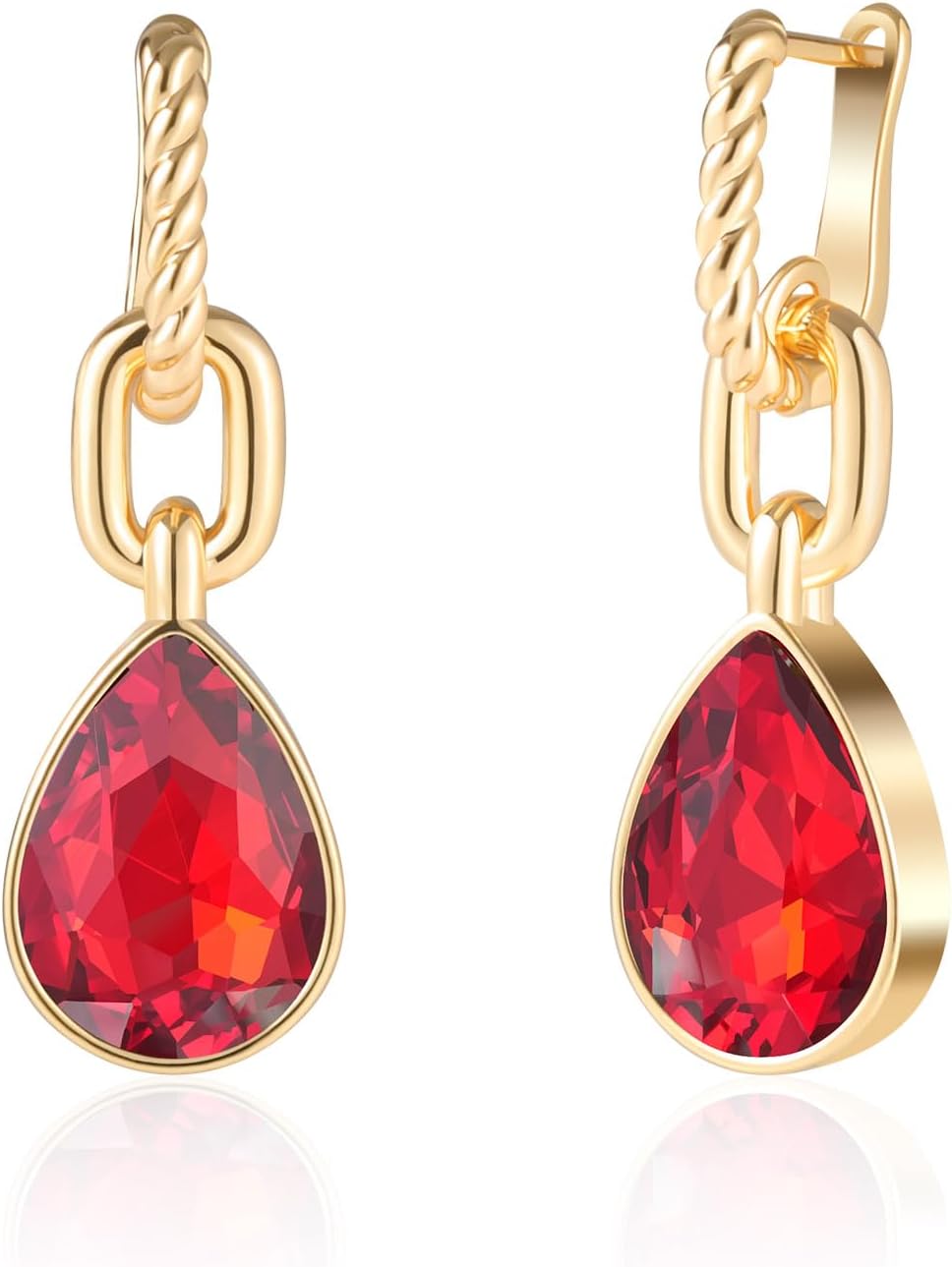 Crystals Teardrop Dangle Drop Earrings, 18K Gold Plated Hoop Earrings Zirconia Jewelry for Women Gifts